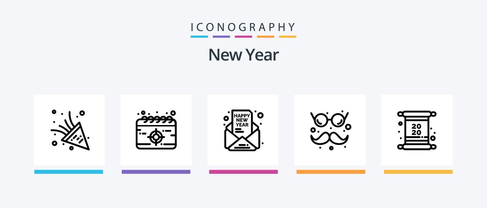 New Year Line 5 Icon Pack Including . mic. invitation. audio. firework. Creative Icons Design vector