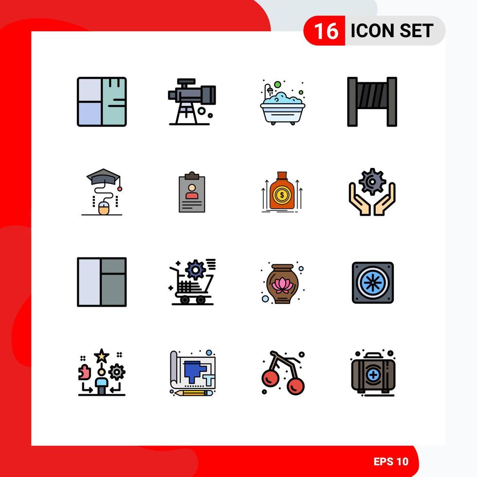 16 User Interface Flat Color Filled Line Pack of modern Signs and Symbols of online mouse telescope tools bathroom Editable Creative Vector Design Elements