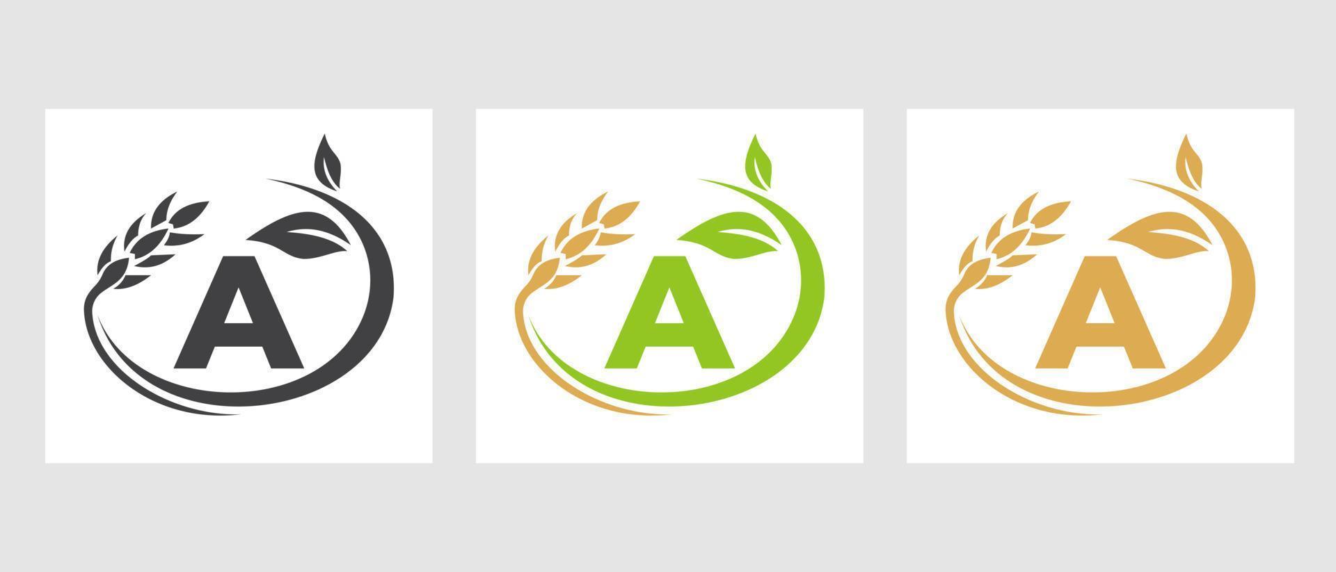 letra un logotipo de agricultura. agronegocios, plantilla de diseño de granjas ecológicas vector