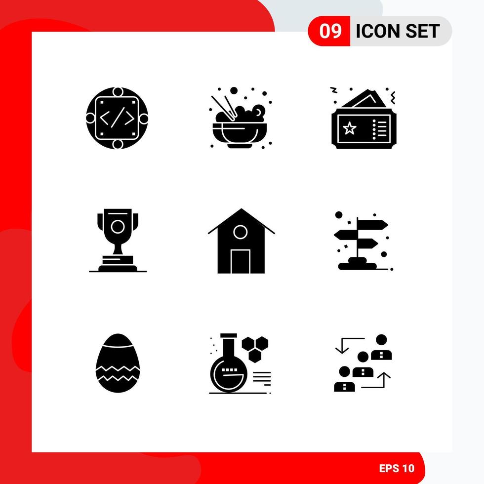 Stock Vector Icon Pack of 9 Line Signs and Symbols for home sport ticket award movie Editable Vector Design Elements