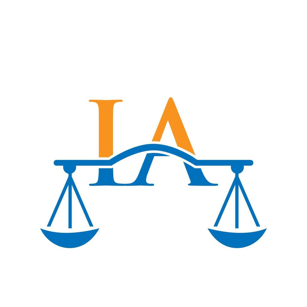 letra ia diseño de logotipo de bufete de abogados para abogado, justicia, abogado de derecho, legal, servicio de abogado, bufete de abogados, escala, bufete de abogados, abogado de negocios corporativos vector