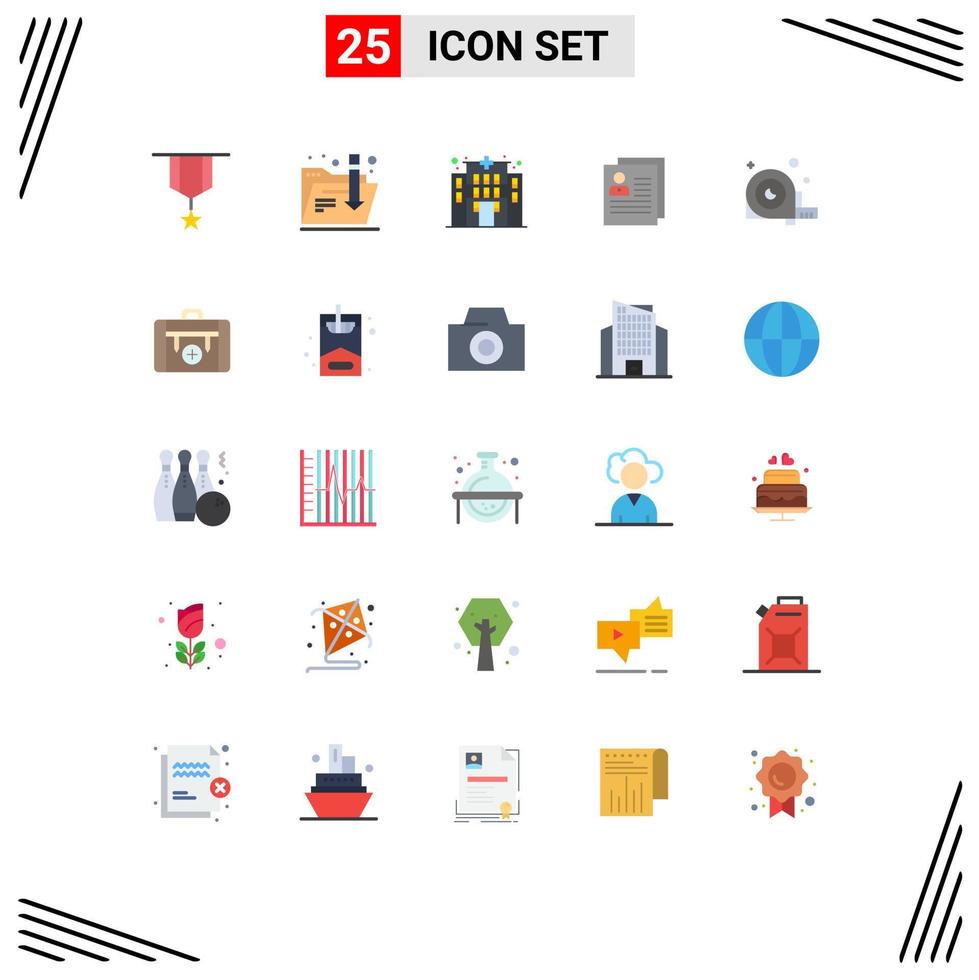 Universal Icon Symbols Group of 25 Modern Flat Colors of measurement file building delete about Editable Vector Design Elements