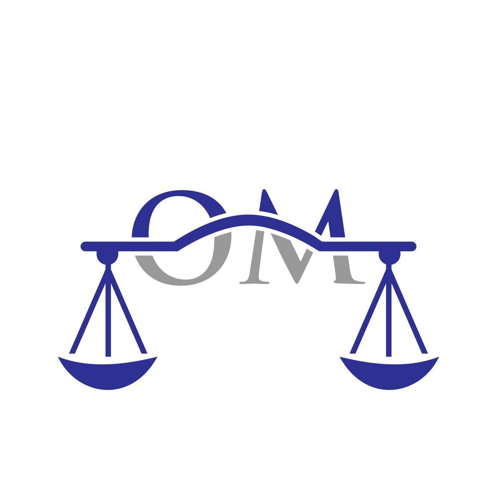 diseño de logotipo de bufete de abogados de carta om para abogado, justicia, abogado de derecho, legal, servicio de abogado, bufete de abogados, escala, bufete de abogados, abogado de negocios corporativos vector