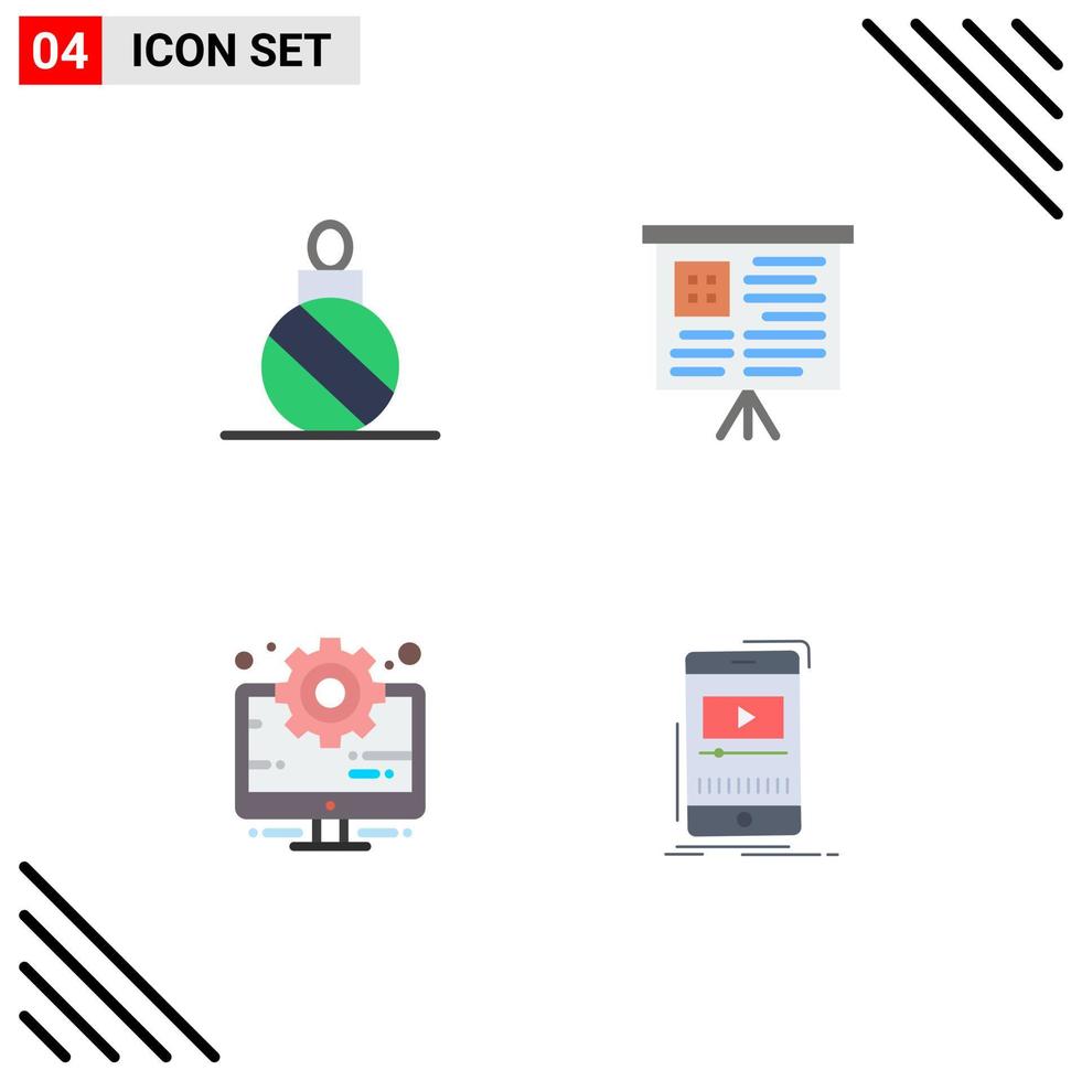 User Interface Pack of 4 Basic Flat Icons of ball setting decoration business music Editable Vector Design Elements