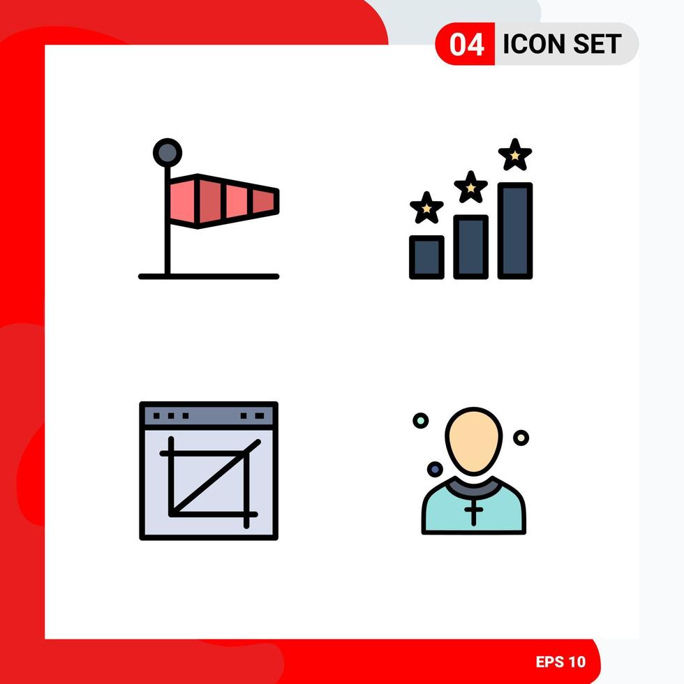 Modern Set of 4 Filledline Flat Colors and symbols such as air crop speed position web Editable Vector Design Elements