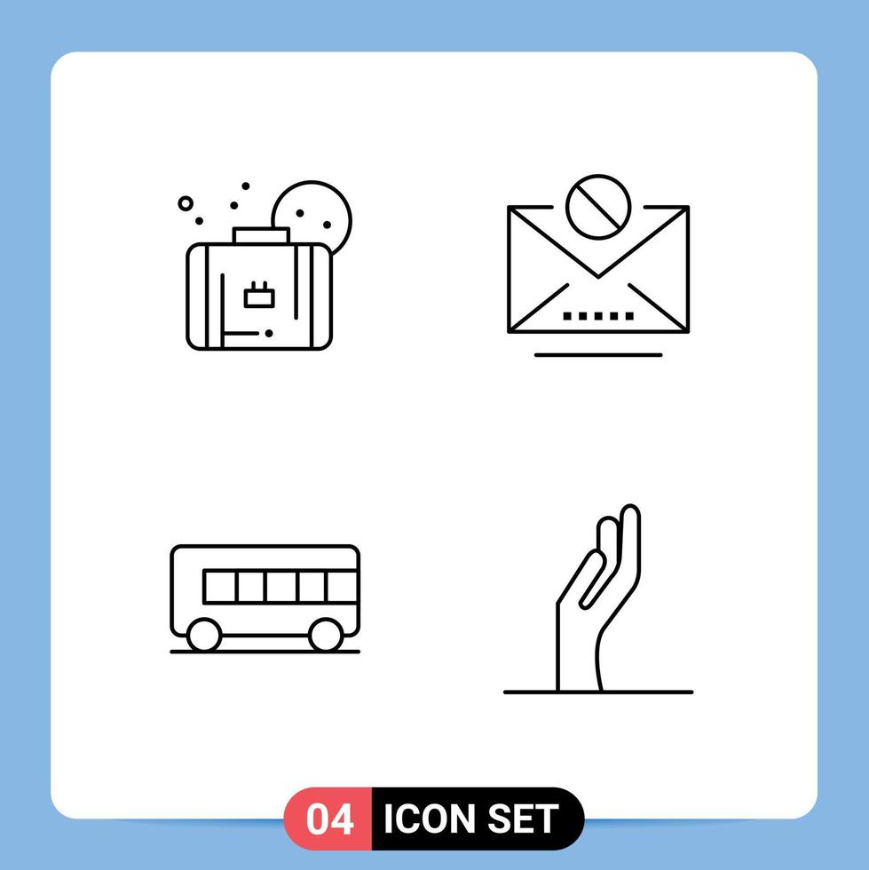 4 Creative Icons Modern Signs and Symbols of bag transport beach mail alms Editable Vector Design Elements