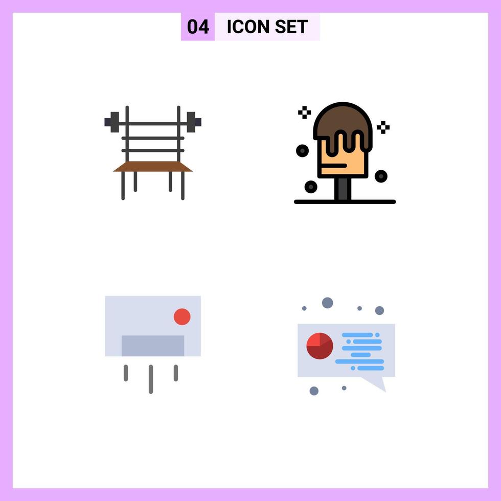 Mobile Interface Flat Icon Set of 4 Pictograms of balance appliances gym ice home ware Editable Vector Design Elements