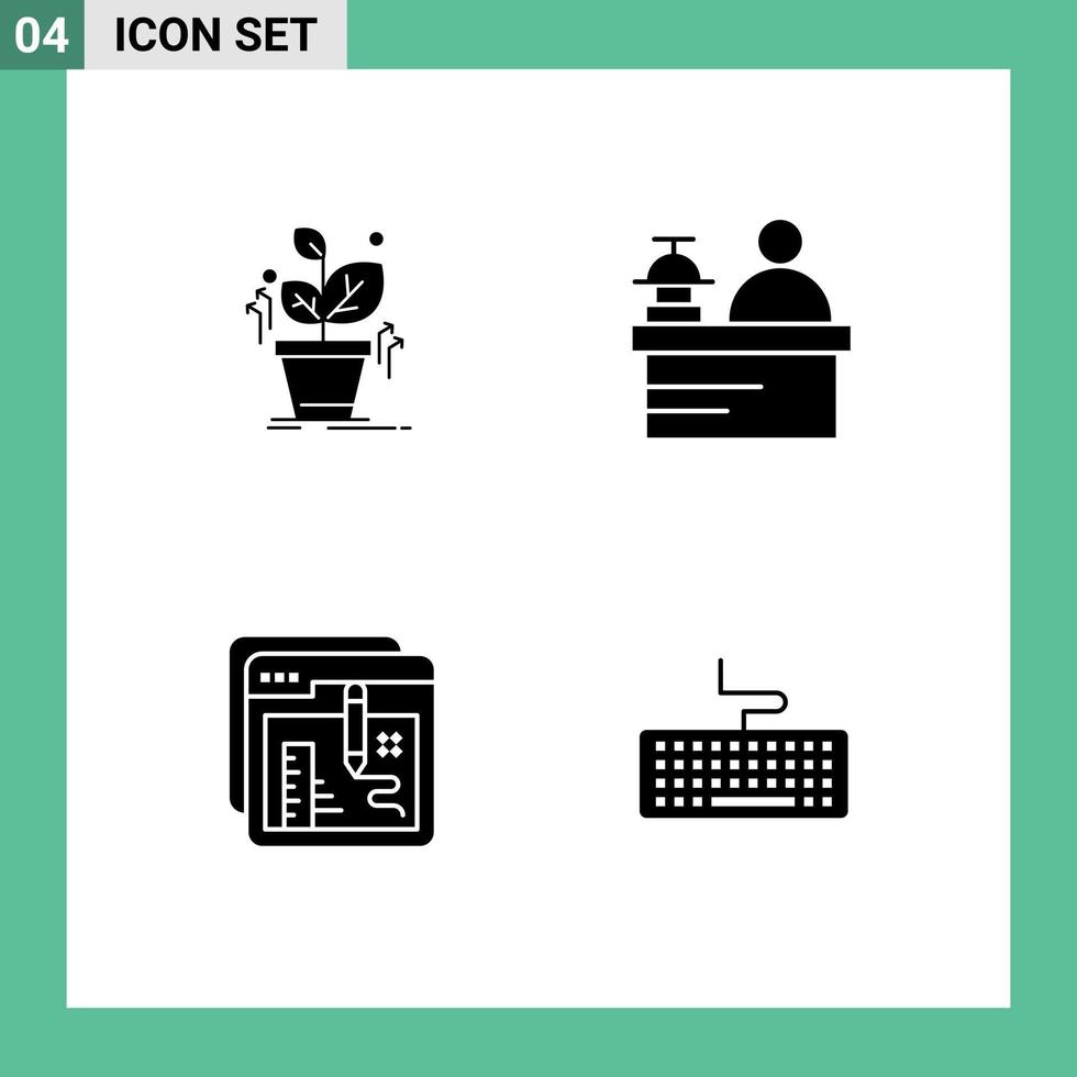 Set of 4 Commercial Solid Glyphs pack for plant document success manager file Editable Vector Design Elements