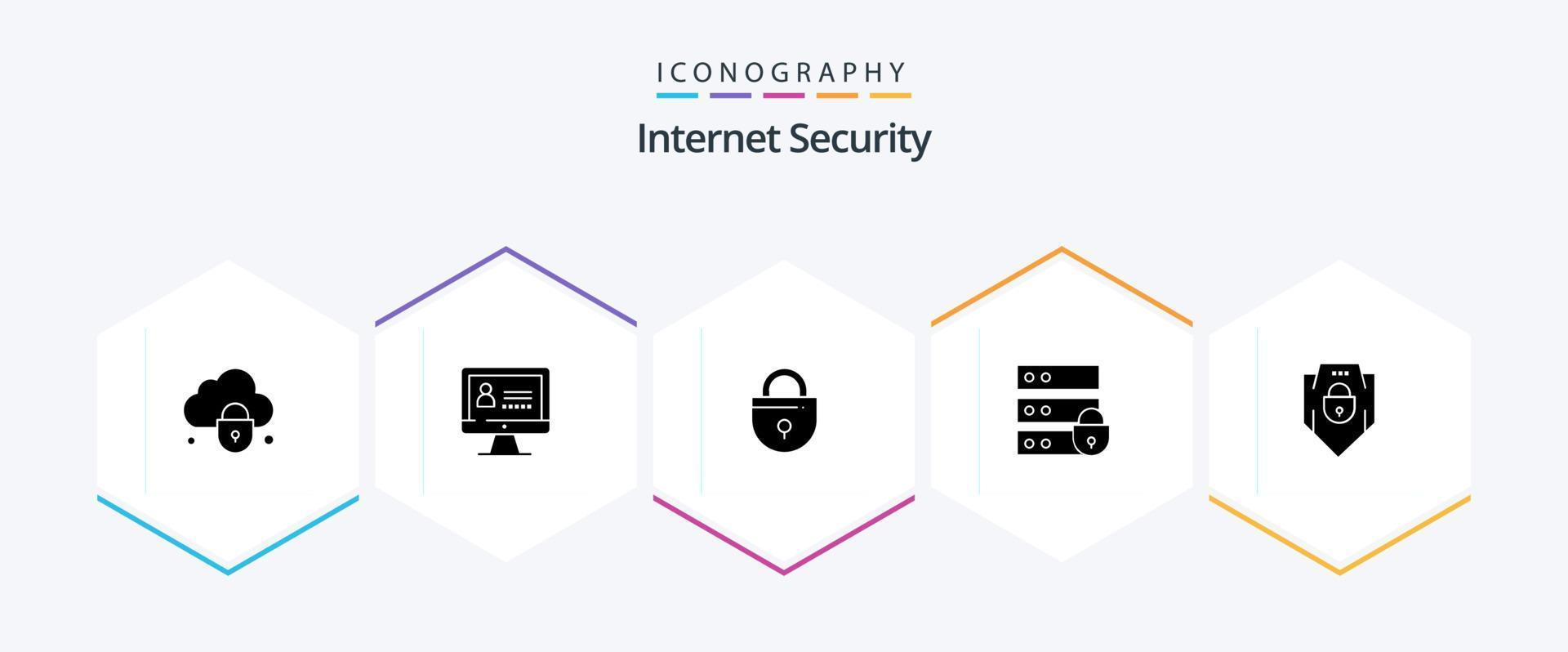 Internet Security 25 Glyph icon pack including shield. internet. lock. key. electronic vector