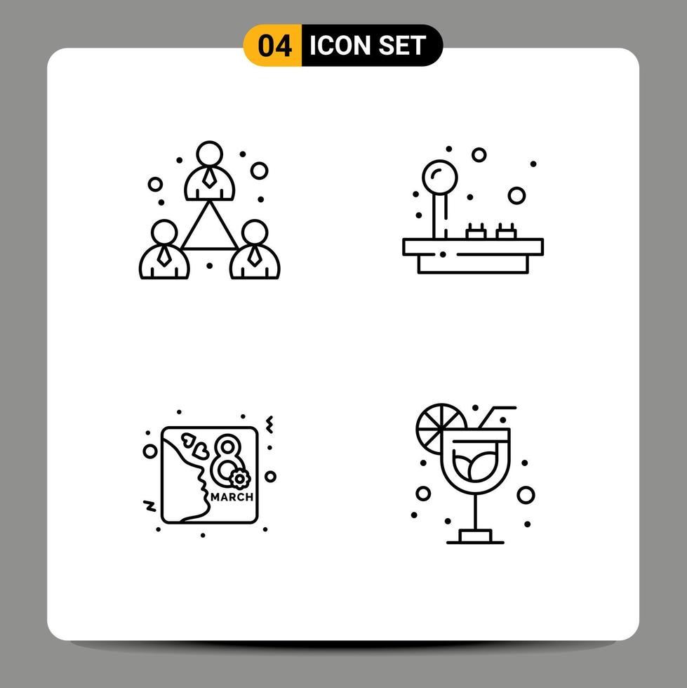 4 Universal Line Signs Symbols of business day modern game invite Editable Vector Design Elements