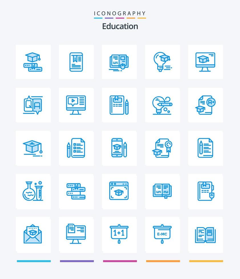 Creative Education 25 Blue icon pack  Such As education. computer. education. graduation. cap vector