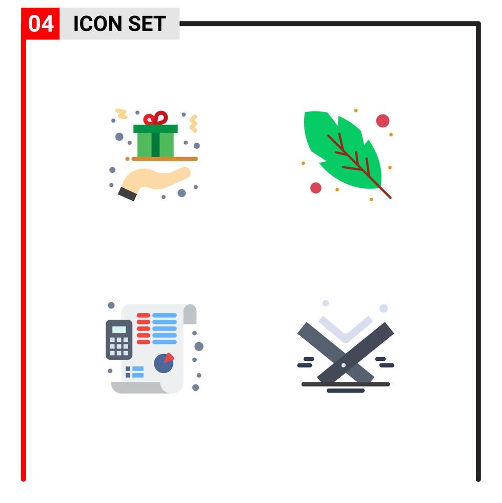 User Interface Pack of 4 Basic Flat Icons of christmas budget hand feather planning Editable Vector Design Elements