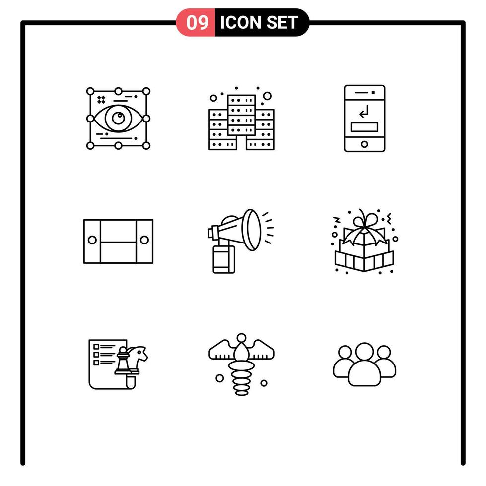 Universal Icon Symbols Group of 9 Modern Outlines of air furniture arrows desk technology Editable Vector Design Elements