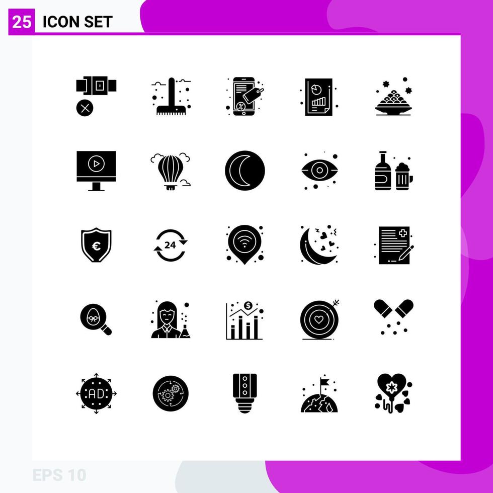 Stock Vector Icon Pack of 25 Line Signs and Symbols for sweet graph analysis season financial report business productivity report Editable Vector Design Elements