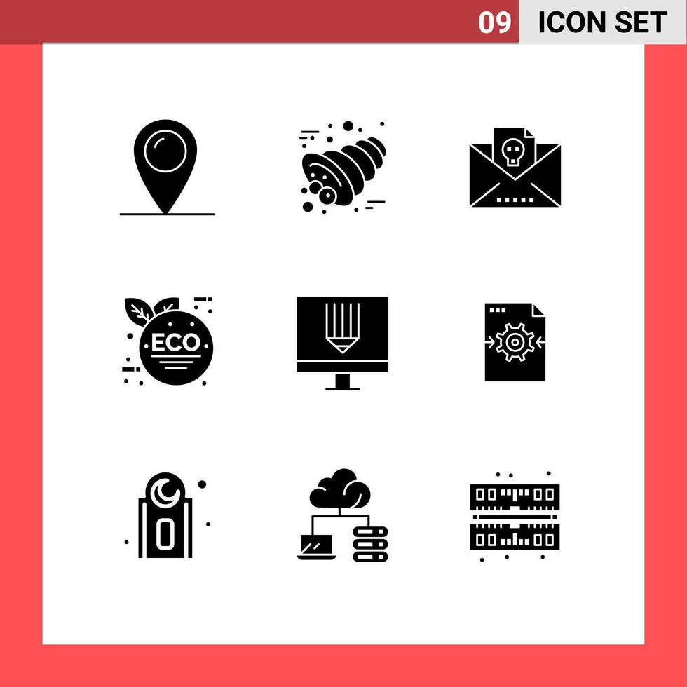 User Interface Pack of 9 Basic Solid Glyphs of design coding dead ...