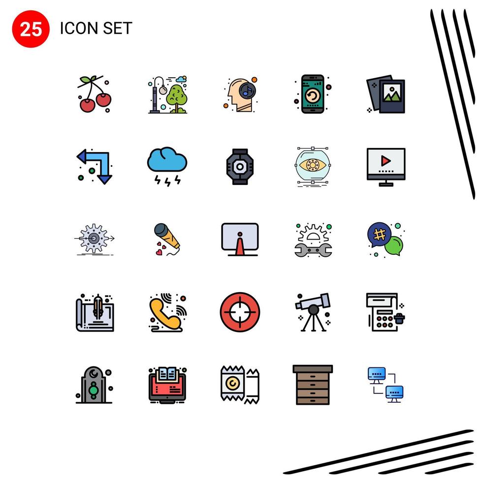 Set of 25 Modern UI Icons Symbols Signs for gallery phone human mobile application Editable Vector Design Elements