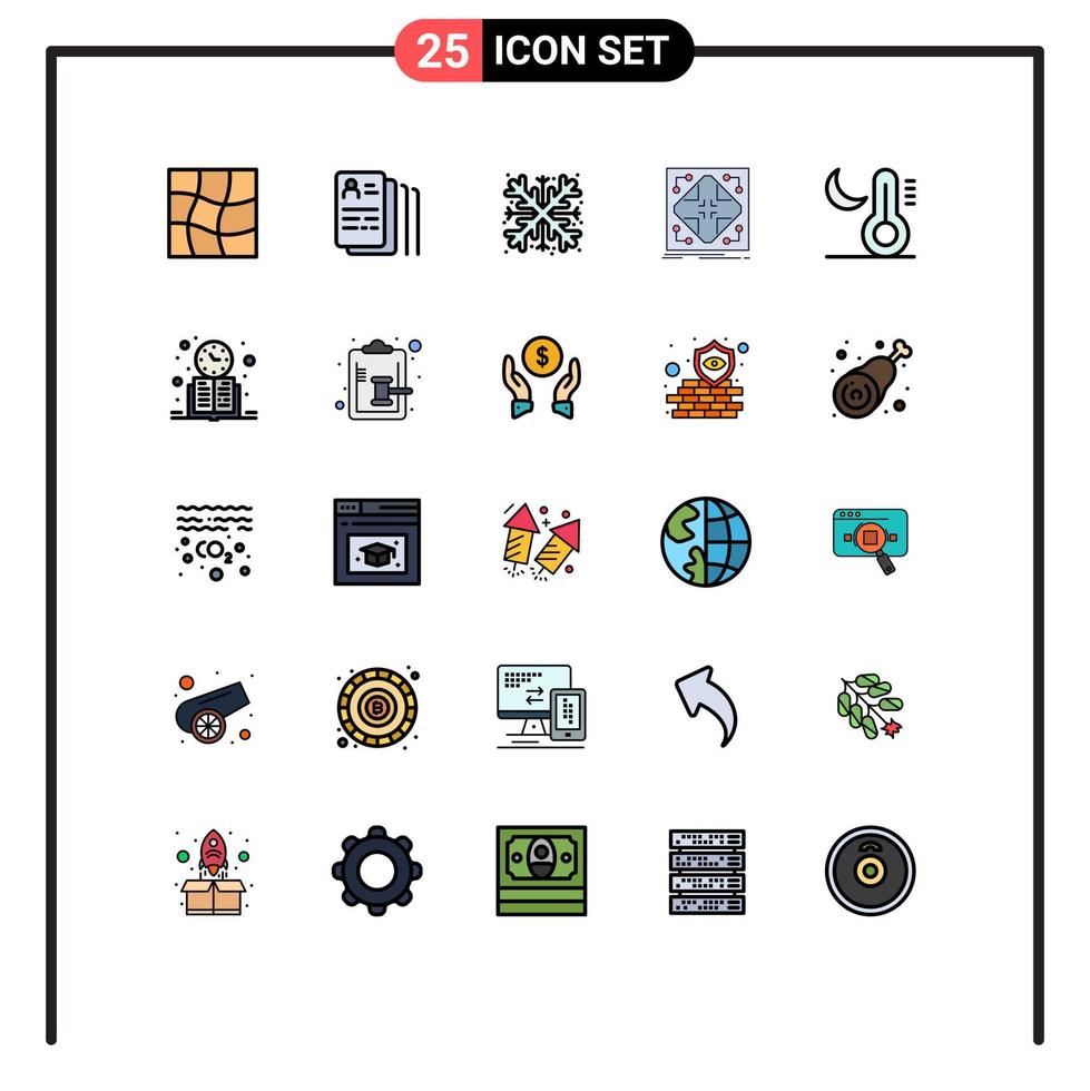 Modern Set of 25 Filled line Flat Colors and symbols such as moon grid snow matrix infrastructure Editable Vector Design Elements