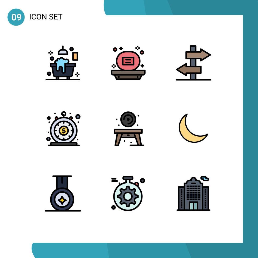 Group of 9 Filledline Flat Colors Signs and Symbols for living quick board money instant Editable Vector Design Elements