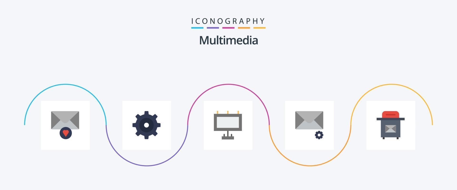 Multimedia Flat 5 Icon Pack Including . mail. post vector