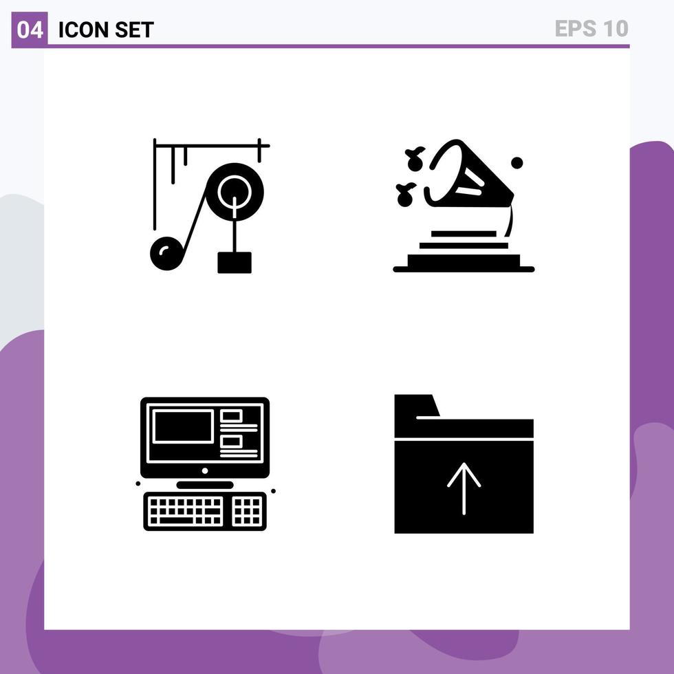 4 iconos creativos signos y símbolos modernos del dispositivo monitor ciencia máquina altavoz educación elementos de diseño vectorial editables vector