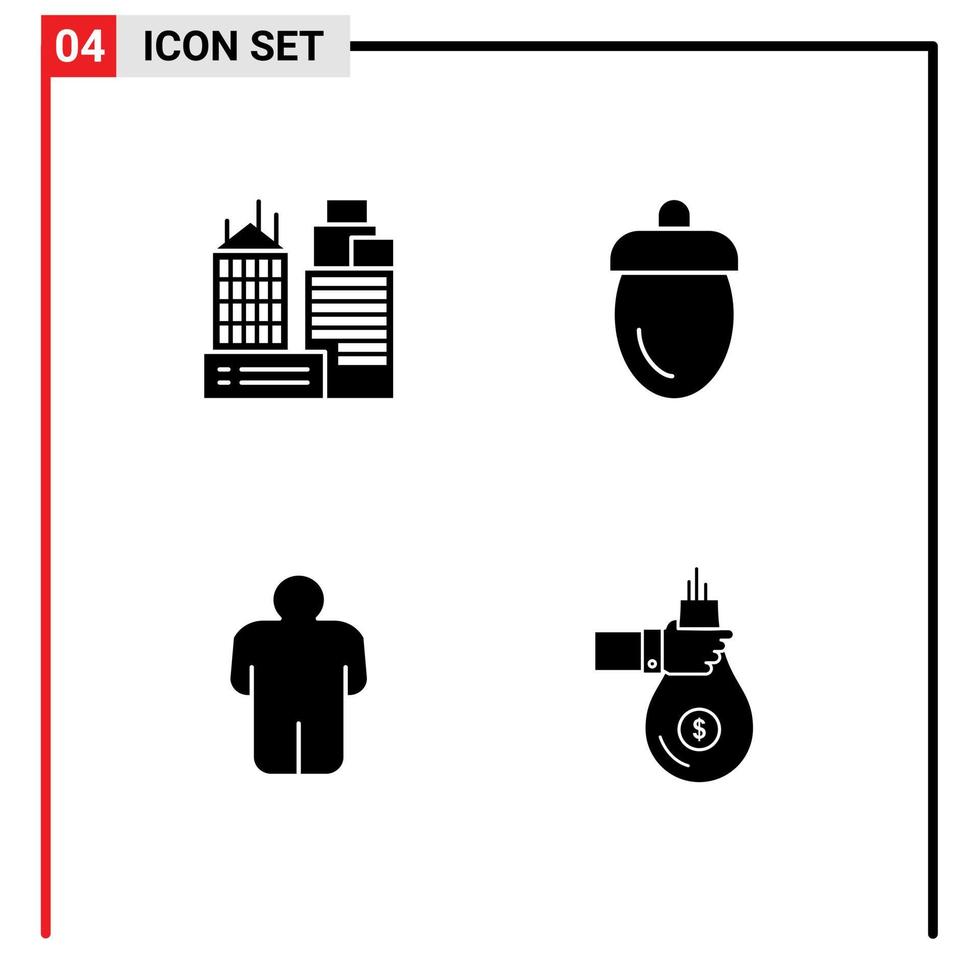 4 Creative Icons Modern Signs and Symbols of building man work fresh user Editable Vector Design Elements