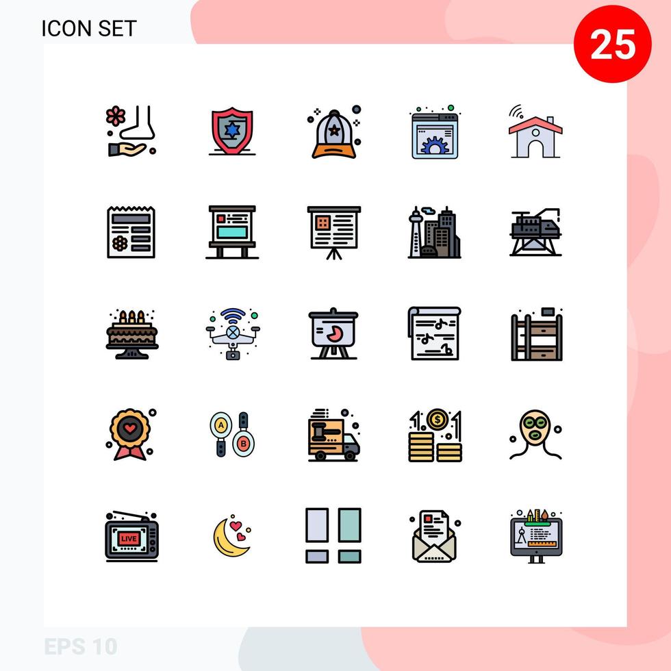 25 iconos creativos, signos y símbolos modernos de accesorios de gestión wifi, contenido de engranajes, elementos de diseño vectorial editables vector