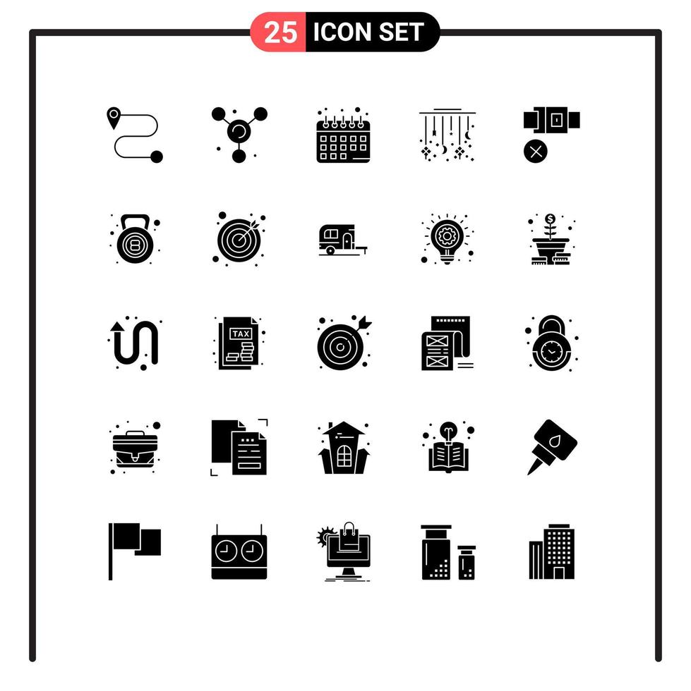 25 Creative Icons Modern Signs and Symbols of kettle bell safety moon lock belt Editable Vector Design Elements