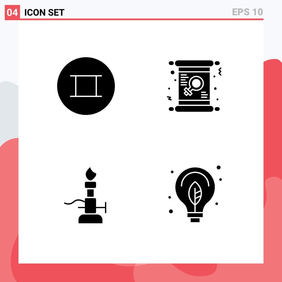 4 Thematic Vector Solid Glyphs and Editable Symbols of ancient lab card invite science Editable Vector Design Elements