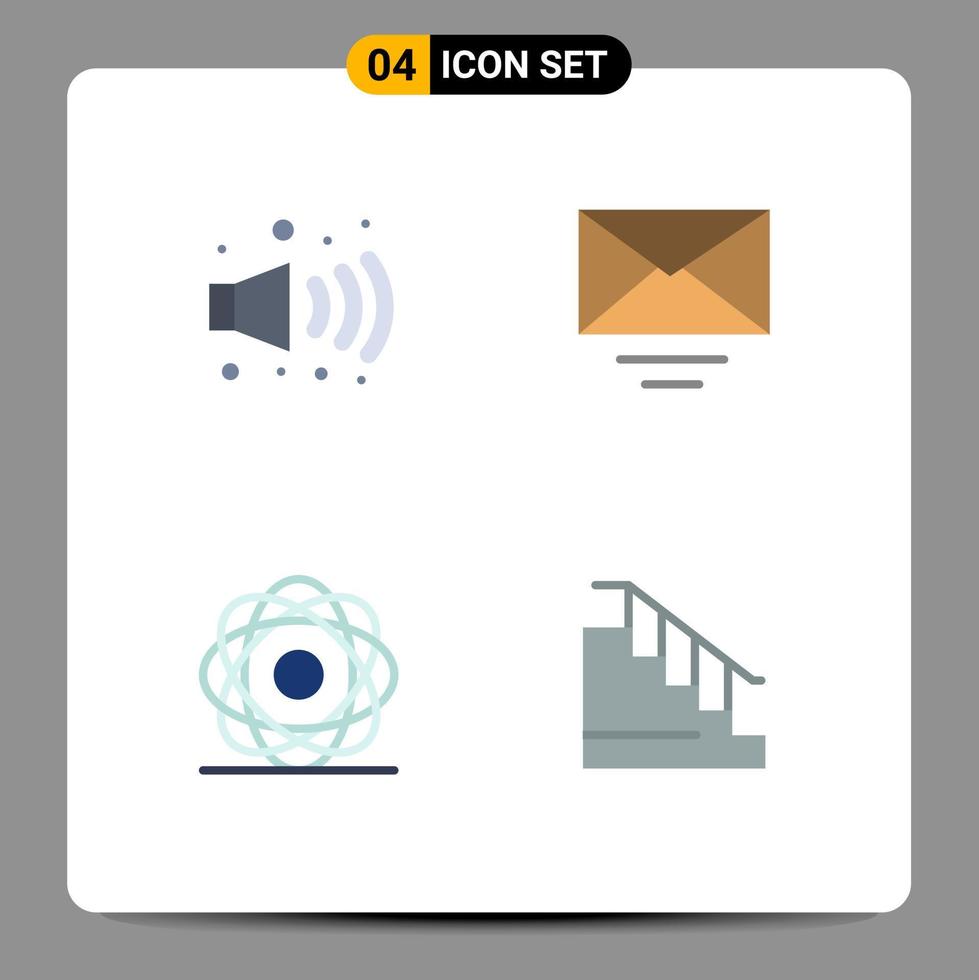 Modern Set of 4 Flat Icons Pictograph of gas orbit mail atom construction Editable Vector Design Elements