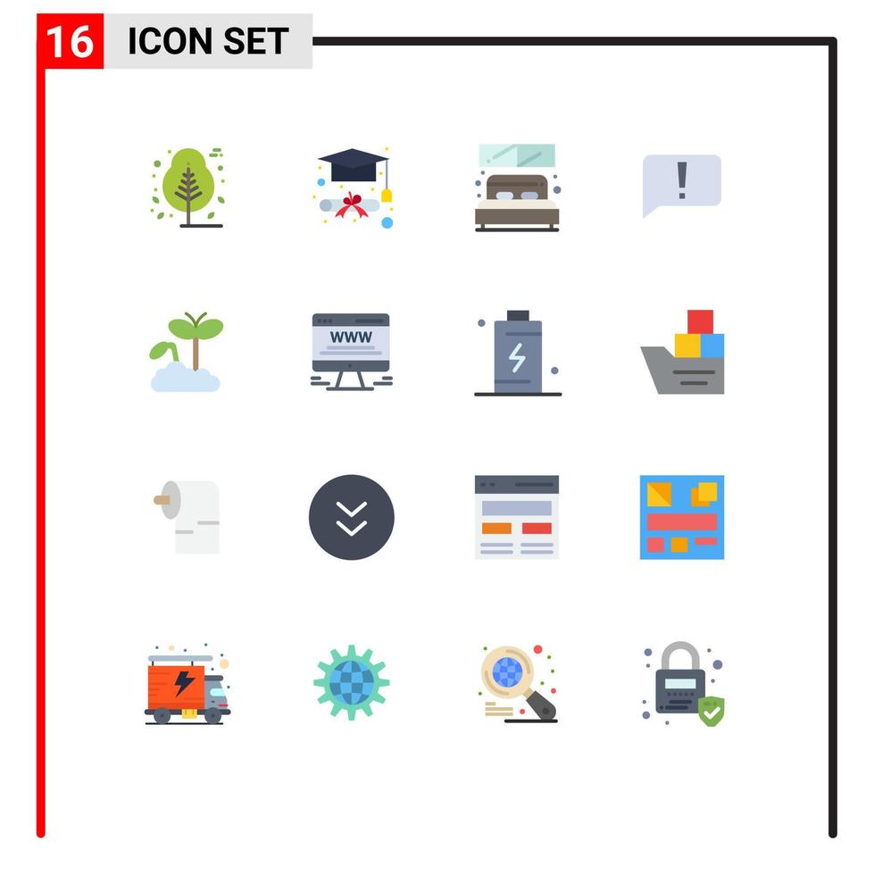 Pictogram Set of 16 Simple Flat Colors of maturity growth hotel ui error Editable Pack of Creative Vector Design Elements