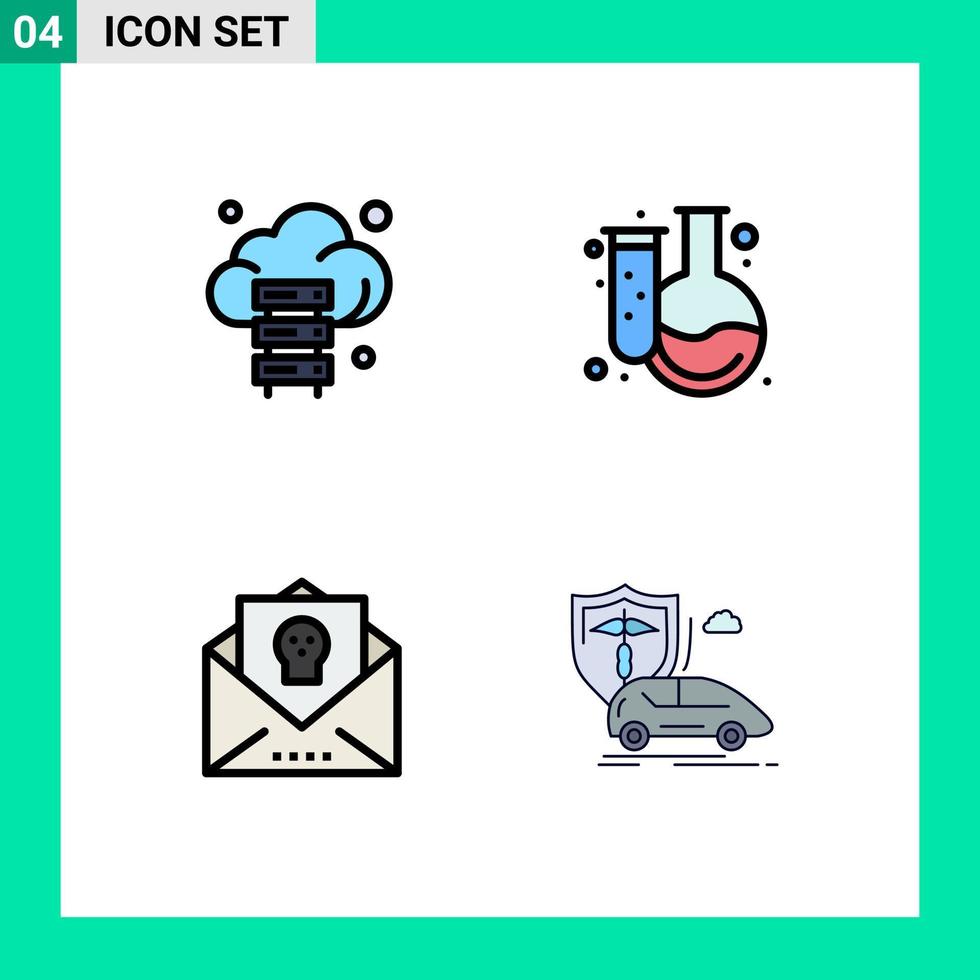 Modern Set of 4 Filledline Flat Colors and symbols such as cloud event technology education holiday Editable Vector Design Elements