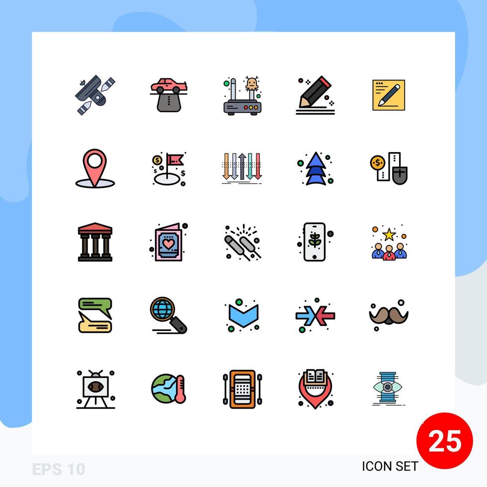 25 Creative Icons Modern Signs and Symbols of pencil compose carpet router lost Editable Vector Design Elements