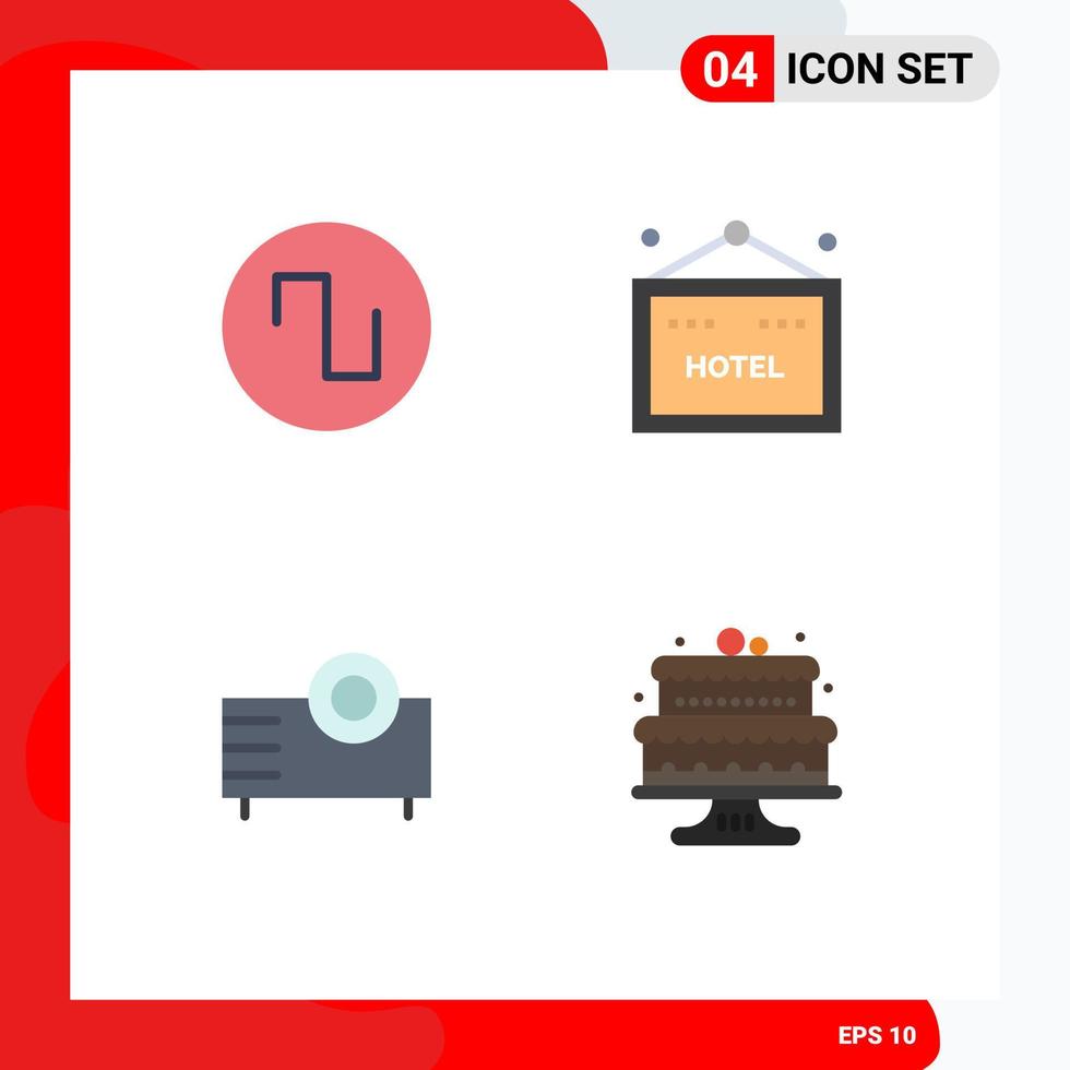 Pack of 4 creative Flat Icons of sound projector hotel devices baked Editable Vector Design Elements