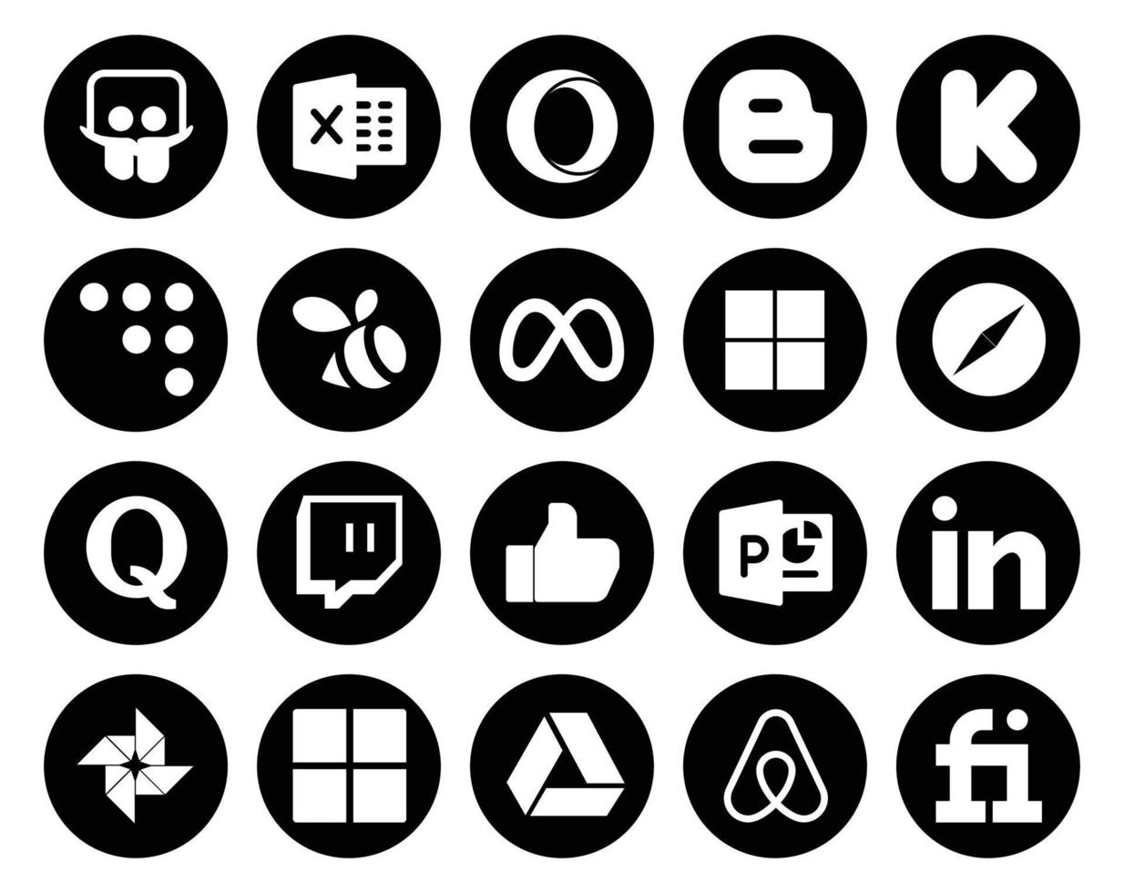20 paquetes de íconos de redes sociales que incluyen linkedin como facebook twitch quora vector