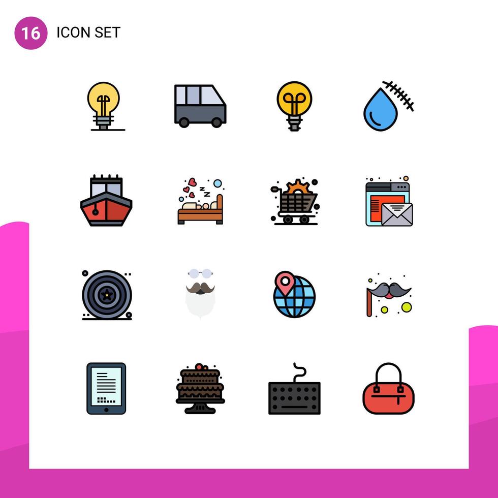 Stock Vector Icon Pack of 16 Line Signs and Symbols for transport wound bulb injury blood Editable Creative Vector Design Elements