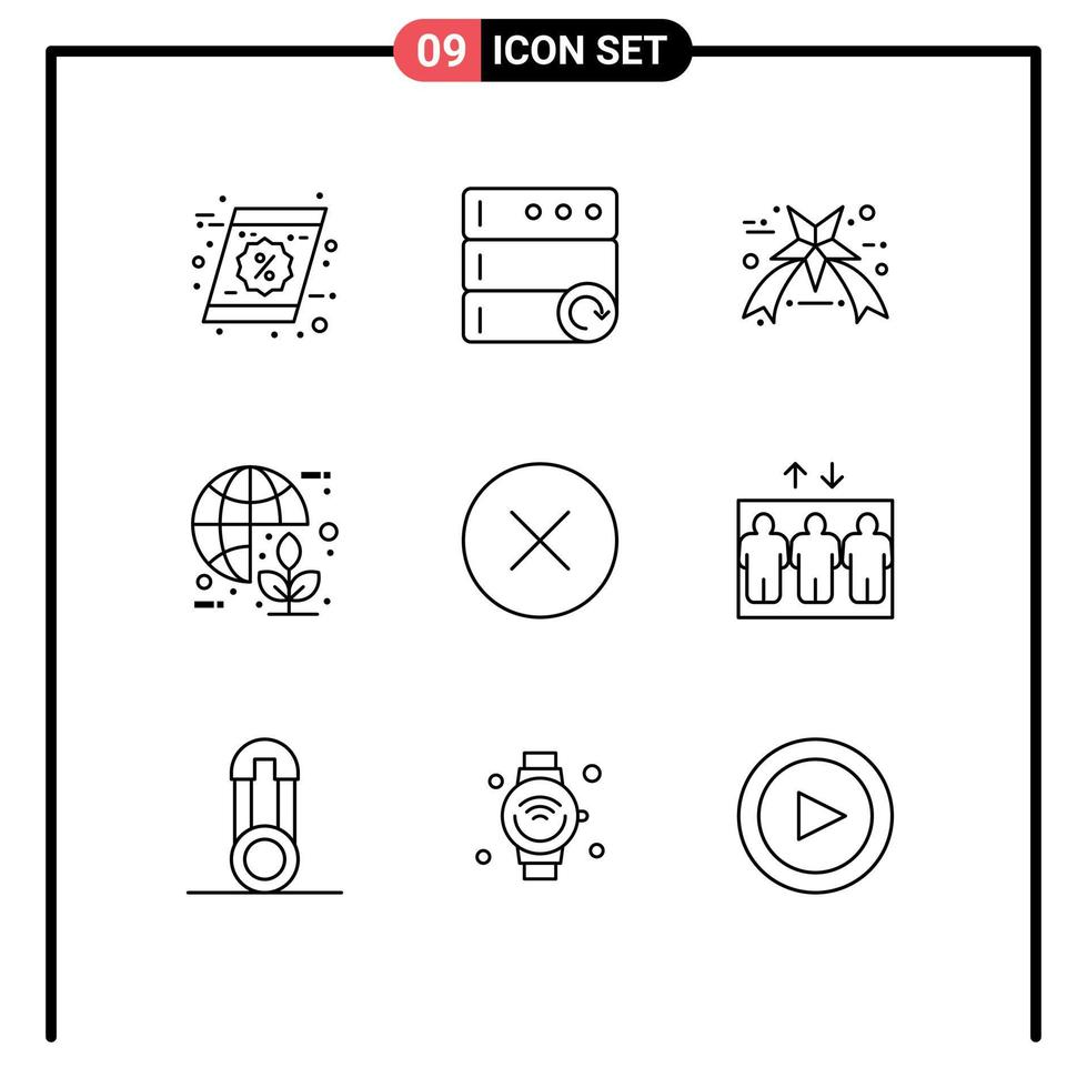 9 Thematic Vector Outlines and Editable Symbols of media player error friday energy green Editable Vector Design Elements