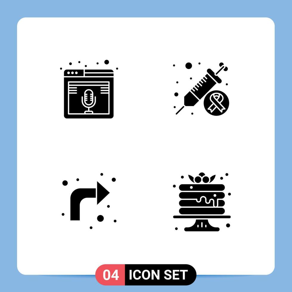 4 Universal Solid Glyph Signs Symbols of internet arrows podcast day up Editable Vector Design Elements