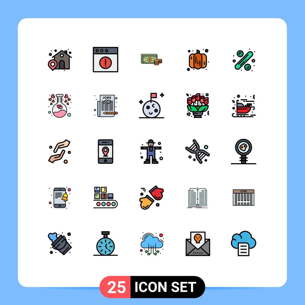25 iconos creativos signos y símbolos modernos de porcentaje de finanzas de ventas de etiquetas elementos de diseño vectorial editables de calabaza vector