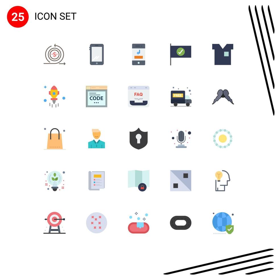 25 User Interface Flat Color Pack of modern Signs and Symbols of sign checked android technology missed Editable Vector Design Elements