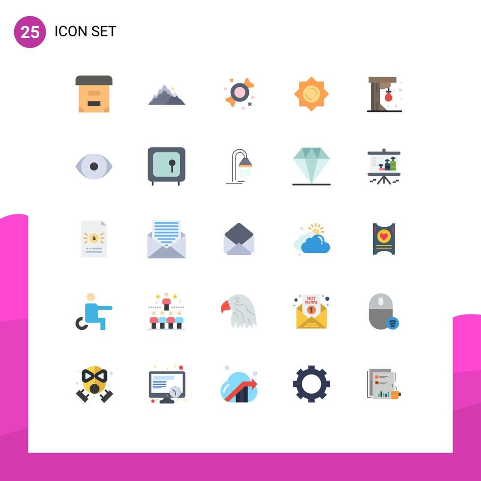 conjunto de 25 iconos de interfaz de usuario modernos símbolos signos para jugar diversión bonbon punching ball sol elementos de diseño vectorial editables vector