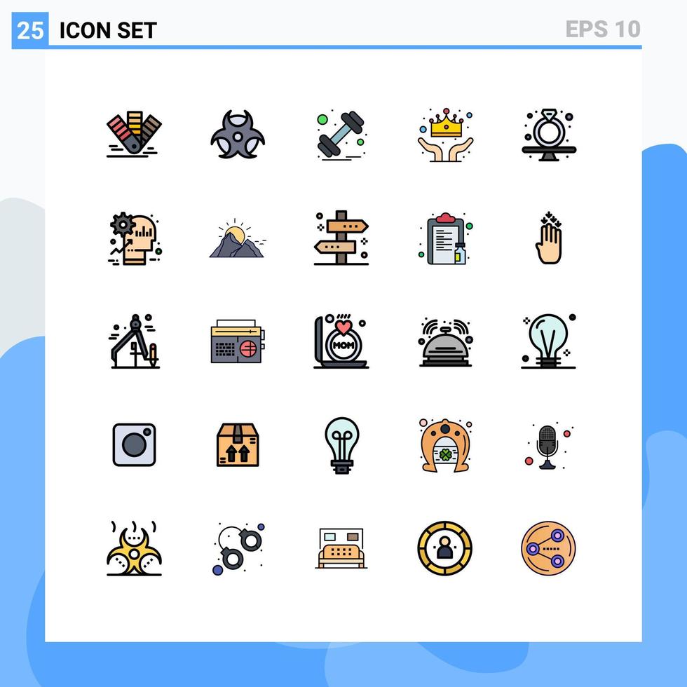 25 Creative Icons Modern Signs and Symbols of diamond hand dumbbell crown winner Editable Vector Design Elements