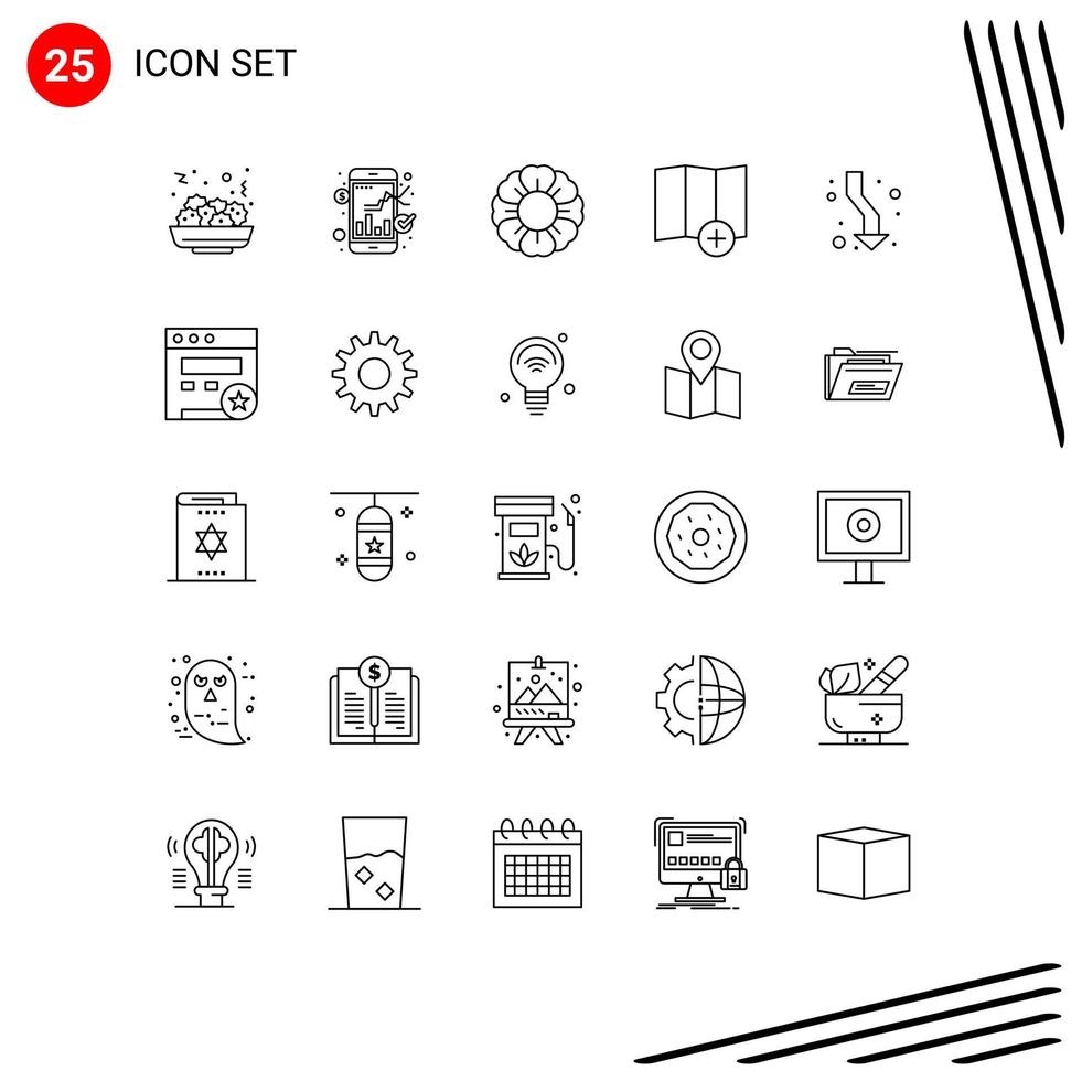 Line Pack of 25 Universal Symbols of down up nature arrows new Editable Vector Design Elements
