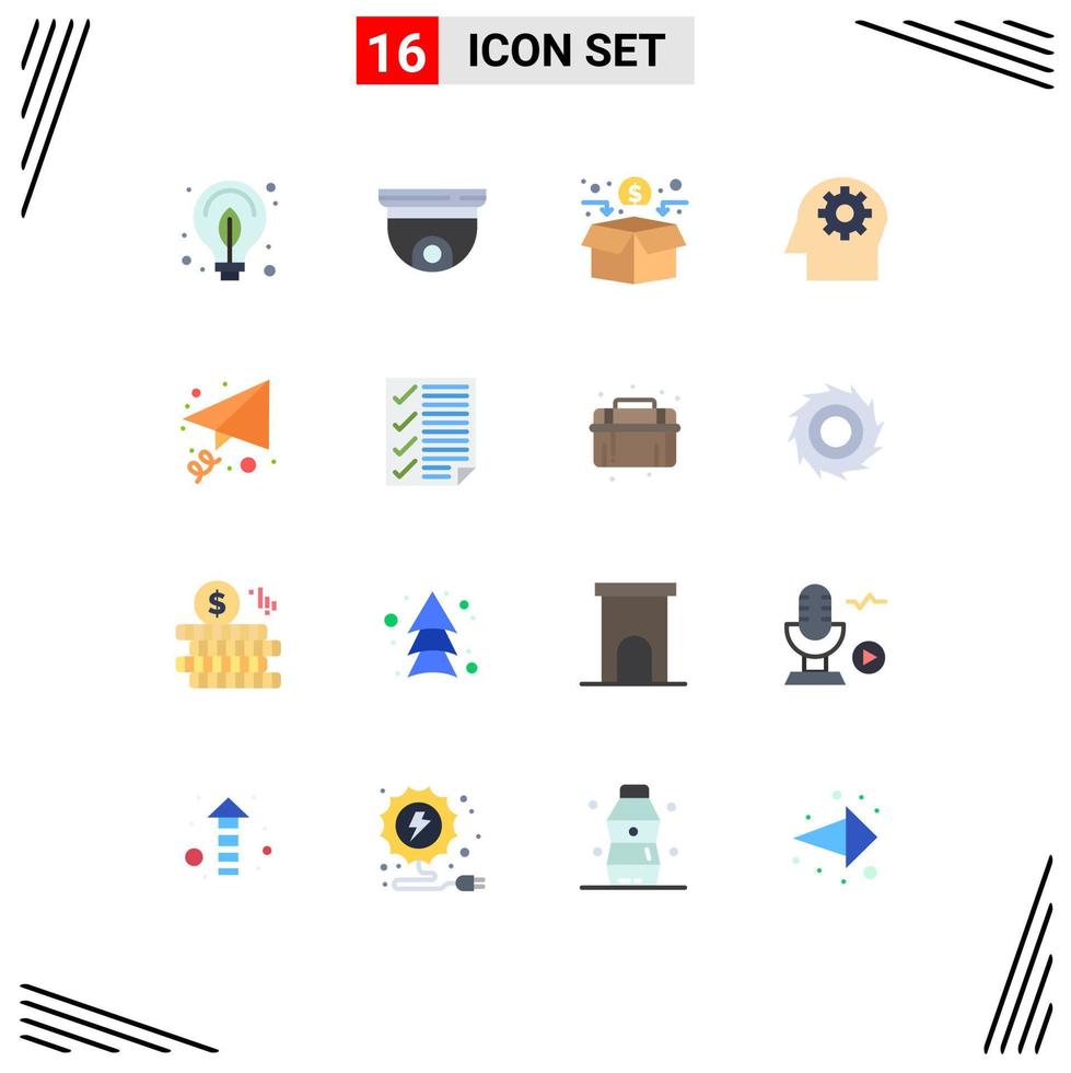 conjunto de 16 iconos de interfaz de usuario modernos símbolos signos para mensaje vigilancia mental financiación de multitudes mental paquete editable de elementos creativos de diseño de vectores