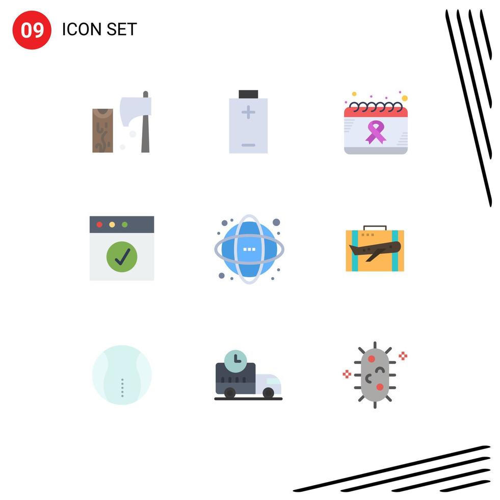 Stock Vector Icon Pack of 9 Line Signs and Symbols for database mac calendar complete world Editable Vector Design Elements