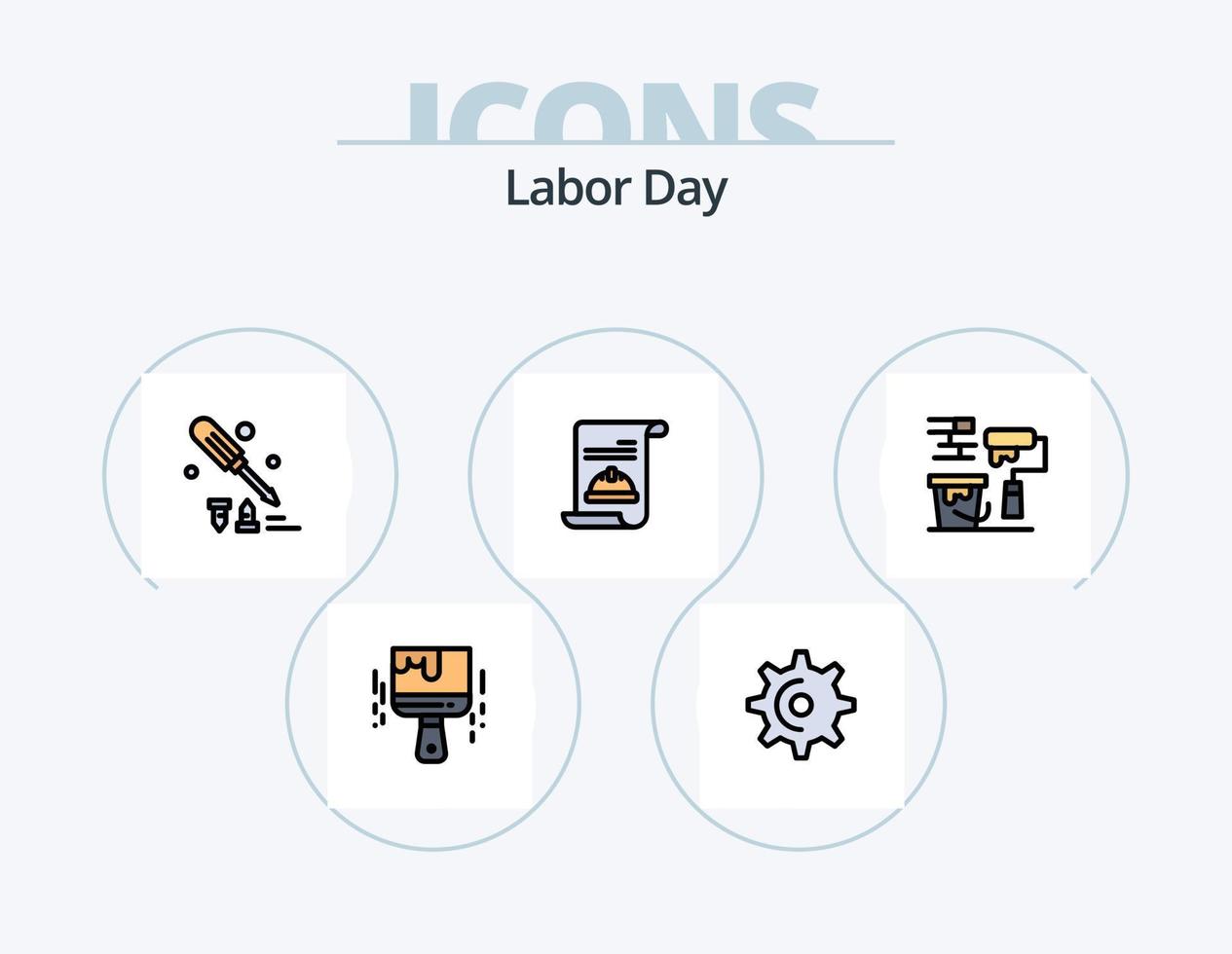 Labor Day Line Filled Icon Pack 5 Icon Design. hand . labor . blocker. board vector