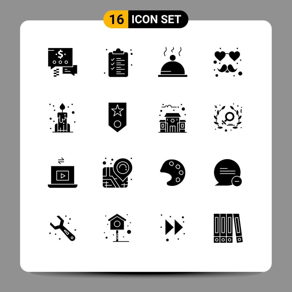 16 iconos creativos signos y símbolos modernos de una vela china de vidrio circular elementos de diseño vectorial editables vector