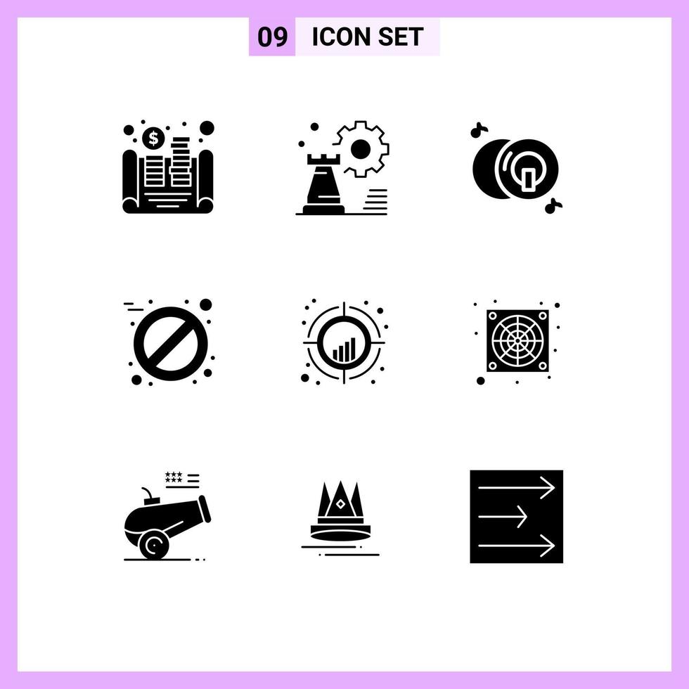 9 User Interface Solid Glyph Pack of modern Signs and Symbols of crosshair tablet config pill multimedia Editable Vector Design Elements