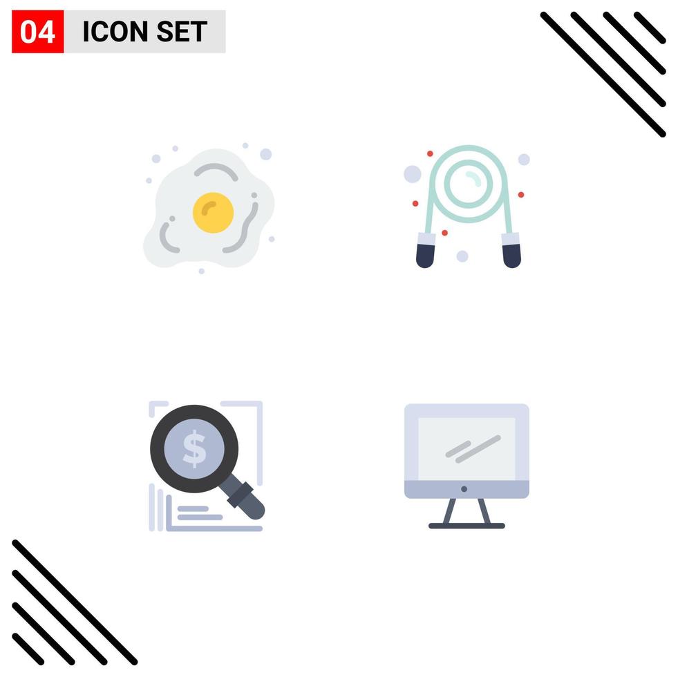 conjunto de 4 iconos modernos de la interfaz de usuario signos de símbolos para la búsqueda de dieta elementos de diseño de vectores editables magnifer de fitness saludable