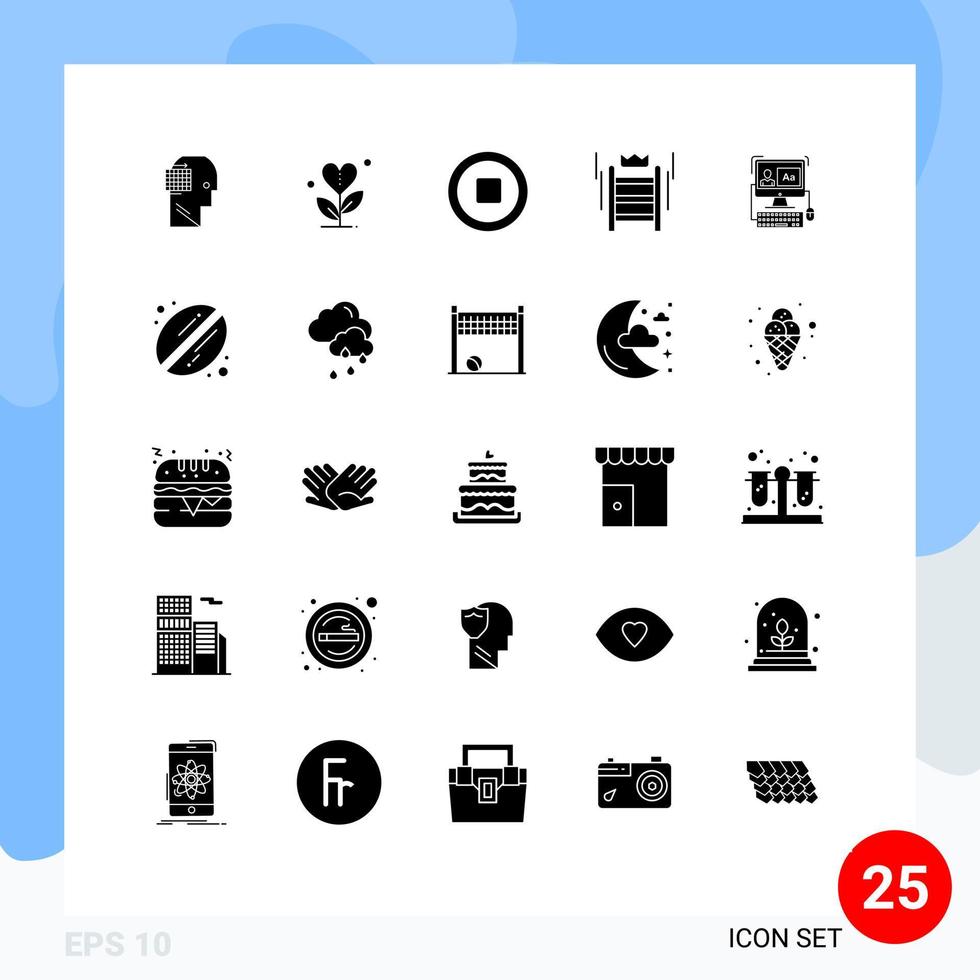 25 Creative Icons Modern Signs and Symbols of computer tool love crown ladder Editable Vector Design Elements