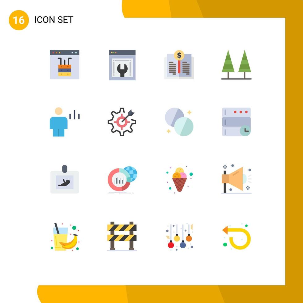 Universal Icon Symbols Group of 16 Modern Flat Colors of tree nature web maintenance forest investment Editable Pack of Creative Vector Design Elements